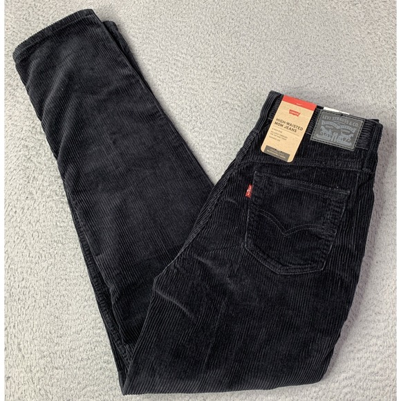 Levi's Denim - New Levis 506 Corduroy Jeans Womens 28x30 High-Rise Mom Tappered Leg Black NWT